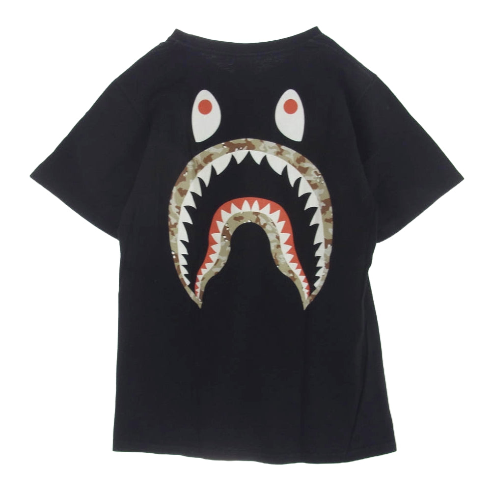 STUSSY ステューシー A BATHING APE アベイシングエイプ シャーク カモフラロゴ バックプリント クルーネック 半袖 Tシャツ ブラック ブラック系 S【中古】