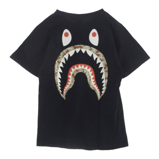 STUSSY ステューシー A BATHING APE アベイシングエイプ シャーク カモフラロゴ バックプリント クルーネック 半袖 Tシャツ ブラック ブラック系 S【中古】