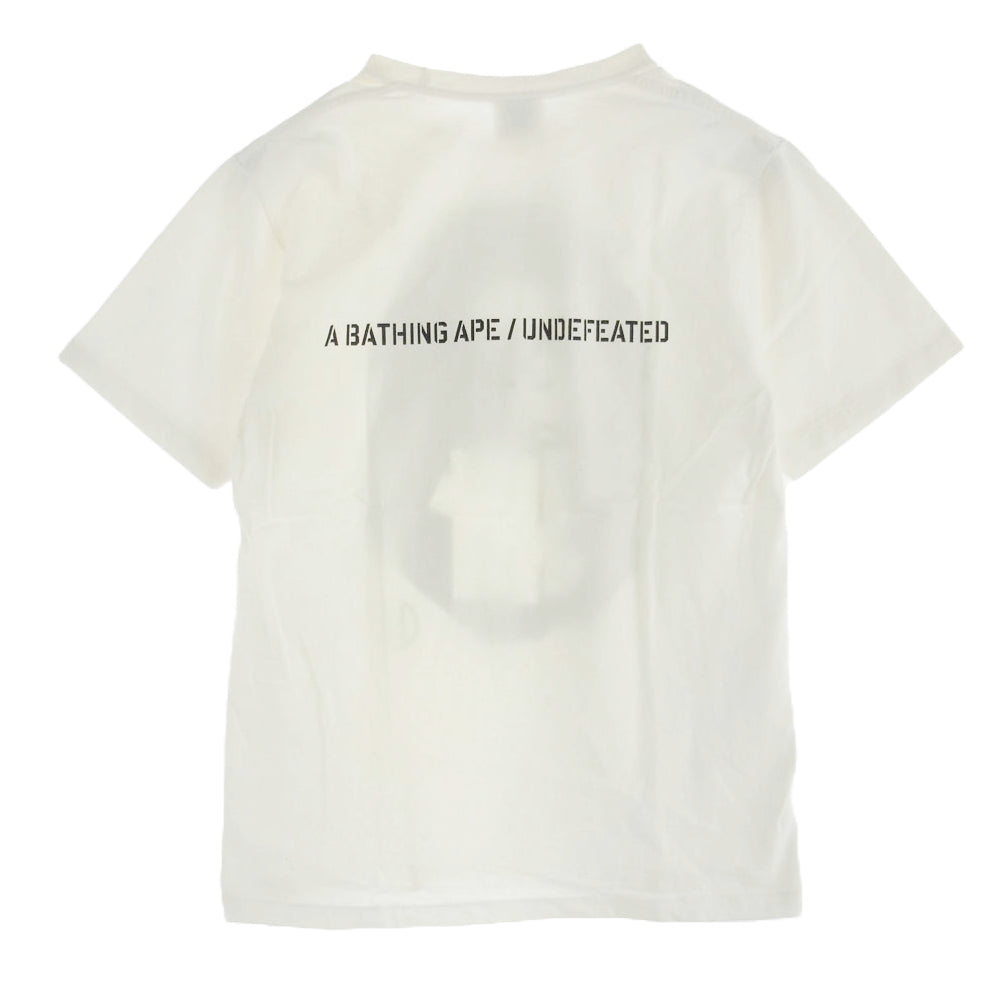 A BATHING APE アベイシングエイプ UNDEFEATED アンディーフィーテッド カモフラ ロゴプリント 半袖 Tシャツ ホワイト系 M【中古】