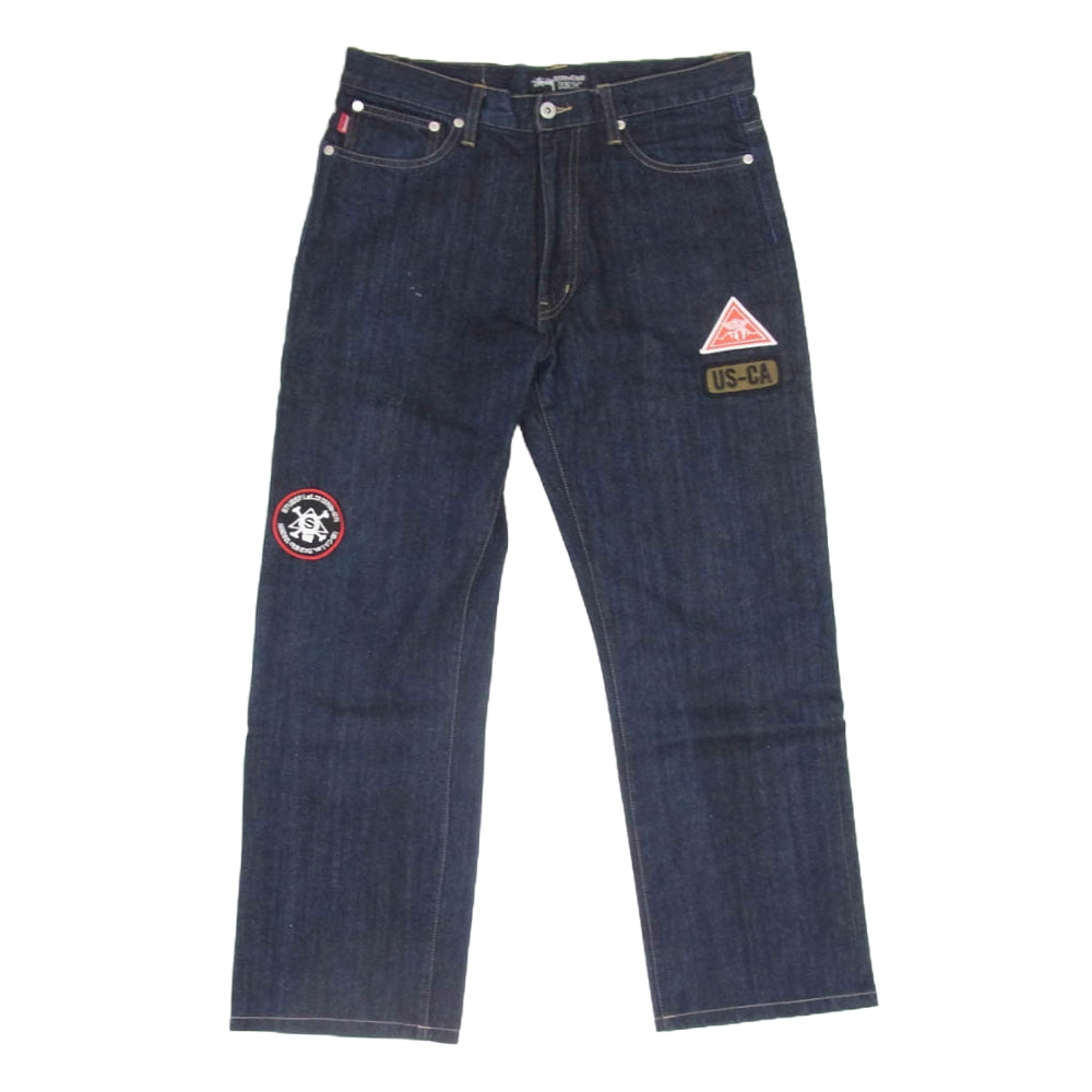 STUSSY ステューシー ROUGH＆RUGGED DENIM PANTS ワッペン付き デニムパンツ ジーンズ インディゴブルー系 32【中古】