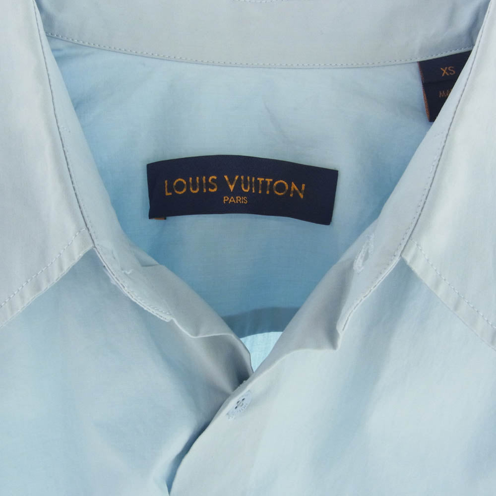LOUIS VUITTON ルイ・ヴィトン 20SS JLF HIS95W Regular Shirts 変形襟 サイドスリット 長袖 シャツ ライトブルー系 XS【中古】