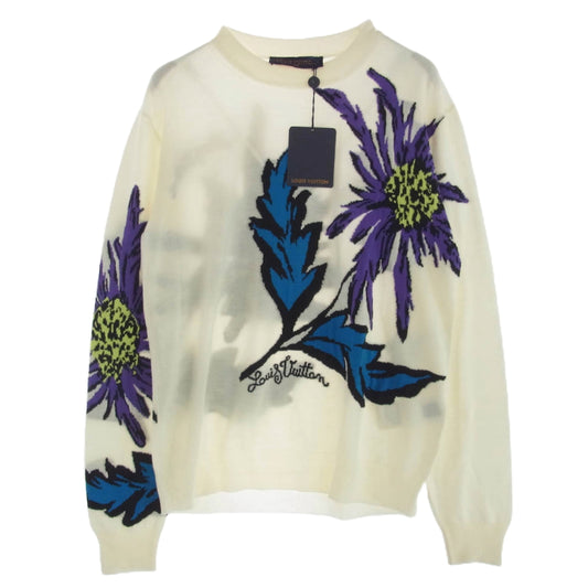 LOUIS VUITTON ルイ・ヴィトン 23SS X87 HON89W シスルインターシャ プルオーバー ニット セーター ホワイト系 M【極上美品】【中古】