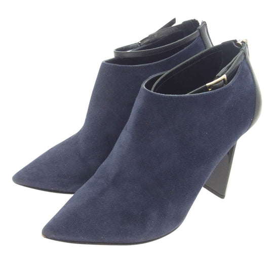 JIMMY CHOO ジミーチュウ ポインテッドトゥ スエード ヒール ブーティ シューズ ネイビー系 ダークネイビー系 34【中古】