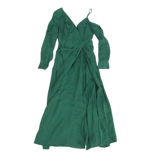 Self-Portrait セルフポートレイト 総柄 ギャザースリーブ 長袖 ワンピース チュニック ドレス グリーン系 UK6【中古】