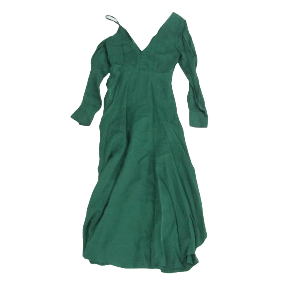 Self-Portrait セルフポートレイト 総柄 ギャザースリーブ 長袖 ワンピース チュニック ドレス グリーン系 UK6【中古】