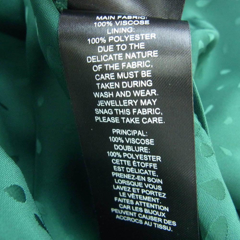 Self-Portrait セルフポートレイト 総柄 ギャザースリーブ 長袖 ワンピース チュニック ドレス グリーン系 UK6【中古】