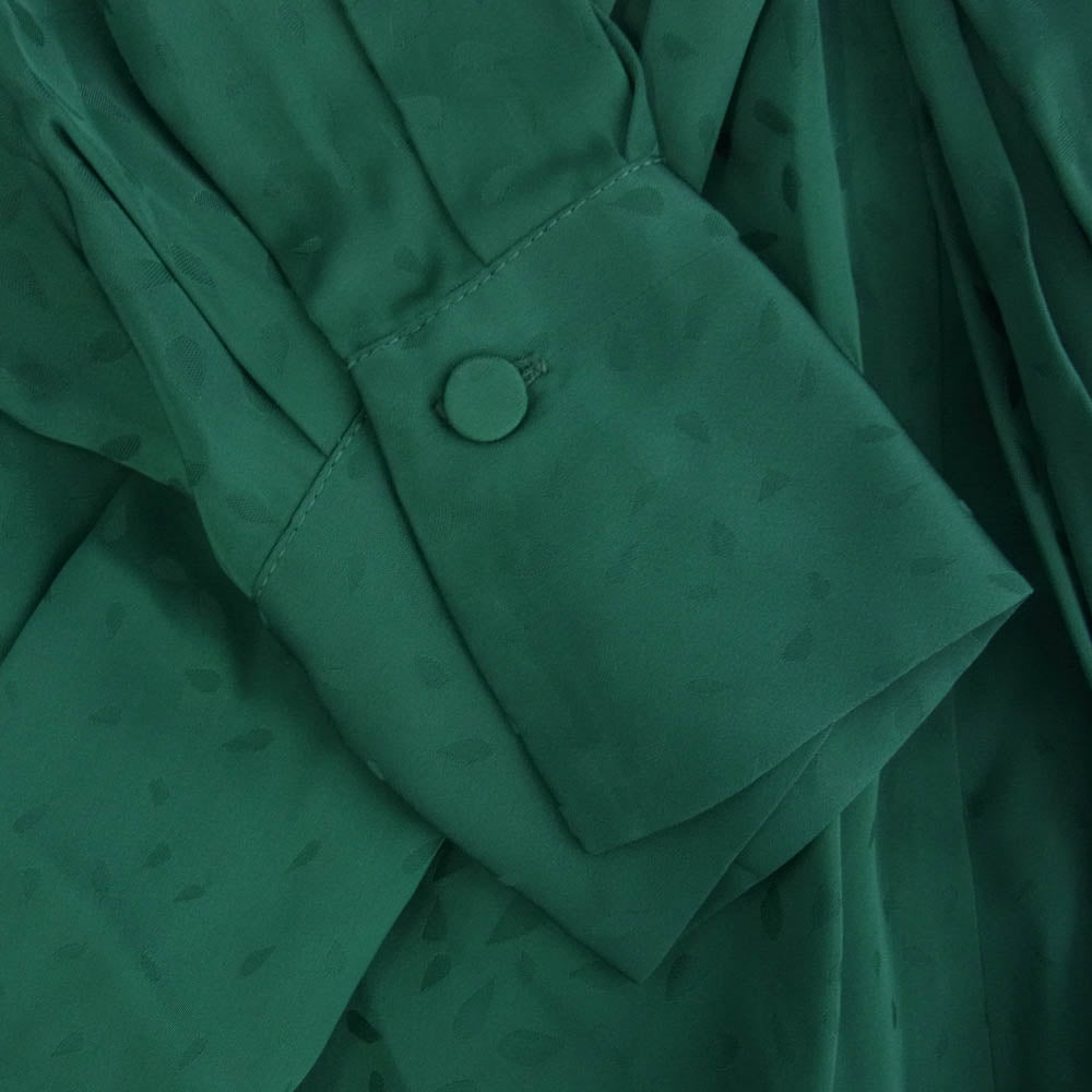 Self-Portrait セルフポートレイト 総柄 ギャザースリーブ 長袖 ワンピース チュニック ドレス グリーン系 UK6【中古】