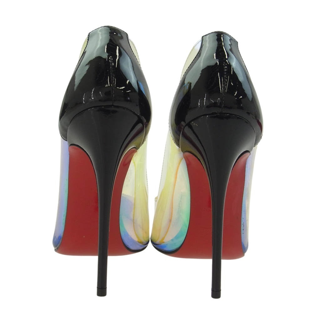 Christian Louboutin クリスチャンルブタン ポインテッドトゥ クリア ハイヒール シューズ ブラック系 マルチカラー系 34【中古】