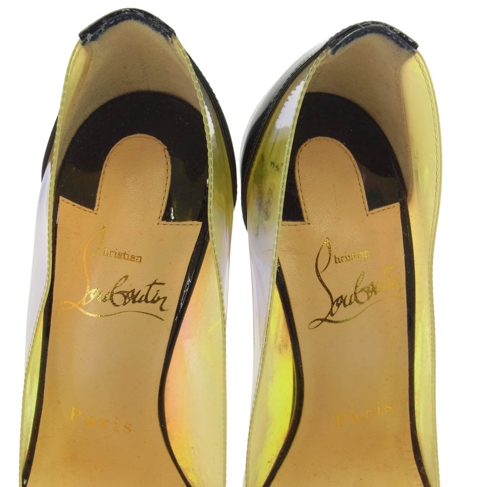 Christian Louboutin クリスチャンルブタン ポインテッドトゥ クリア ハイヒール シューズ ブラック系 マルチカラー系 34【中古】