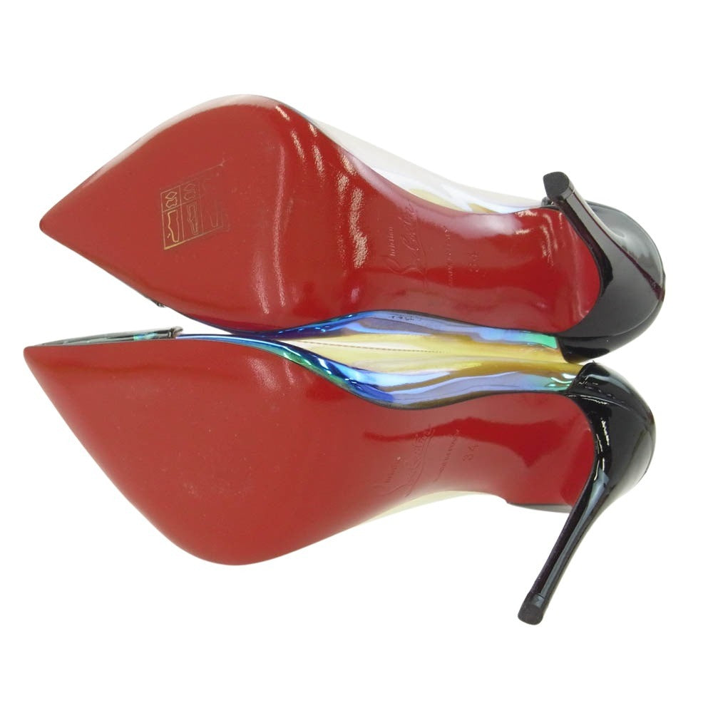 Christian Louboutin クリスチャンルブタン ポインテッドトゥ クリア ハイヒール シューズ ブラック系 マルチカラー系 34【中古】