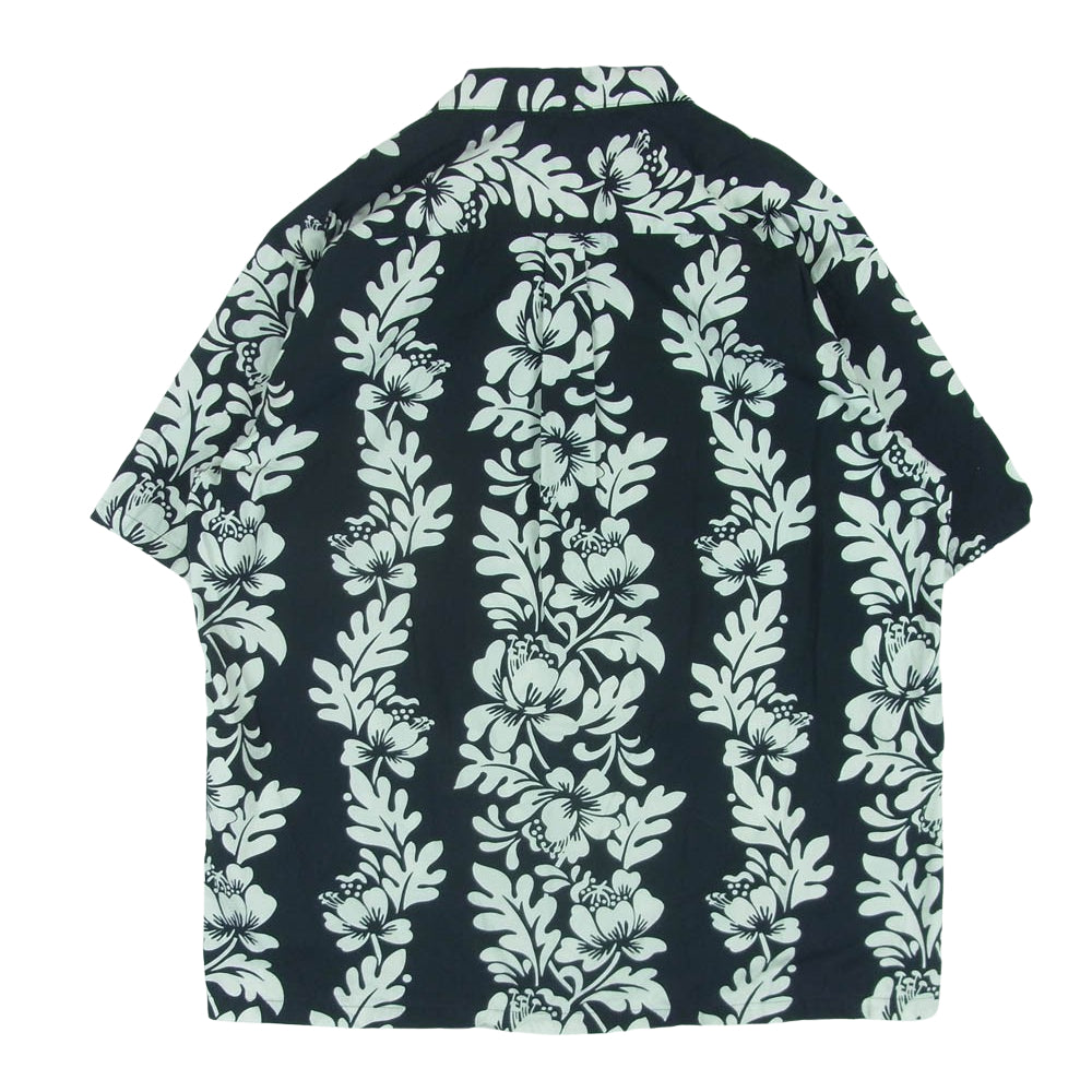 ヒロハッティ ハワイアン 半袖 シャツ コットン ハワイ製 ダークネイビー系 ホワイト系 XL【中古】