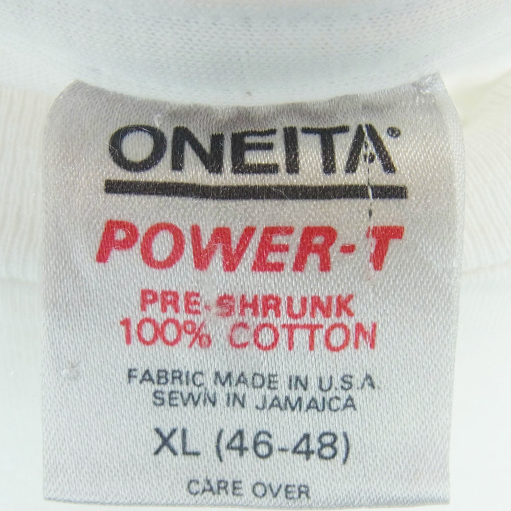 ヴィンテージ ONEITA オニータ USA製 80s~90s 後期銀タグ 80s スカル プリント シングルステッチ 半袖 Tシャツ ホワイト系 XL【中古】