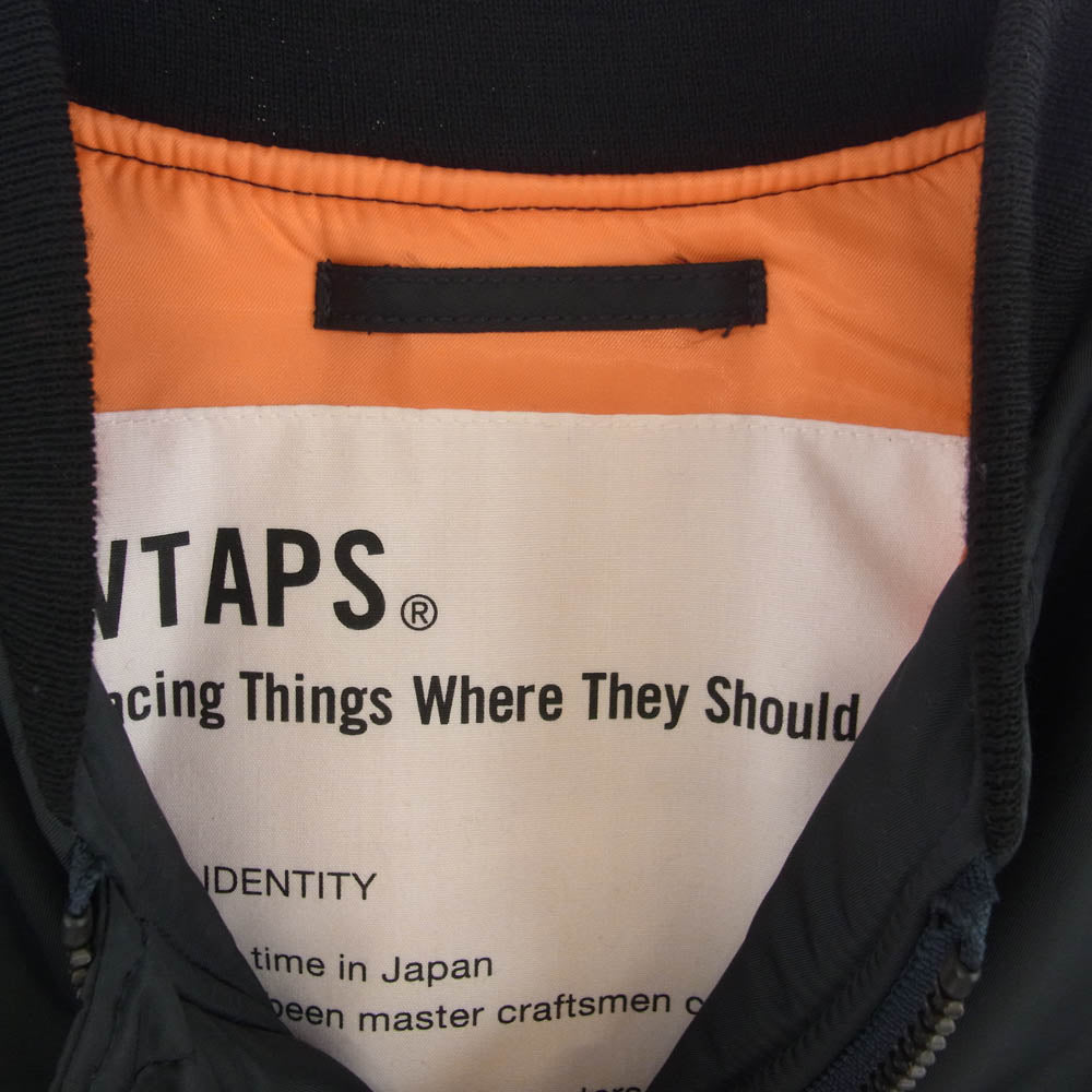 WTAPS ダブルタップス 16AW 162GWDT-JKM04 JACKET NYLON TWILL MA-1 ボンバー ミリタリー ジャケット ブラック系 S【中古】