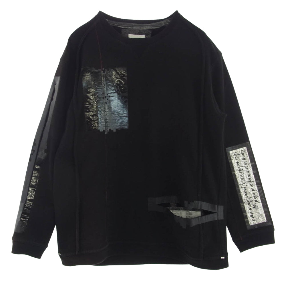 TAKAHIRO MIYASHITA The SoloIst. タカヒロミヤシタザソロイスト 21SS sc.0003SS21 コットン モンスターデザイン オーバースウェット ブラック ラバーコーティング サイドジップ クルーネック スウェット ブラック系 44【中古】