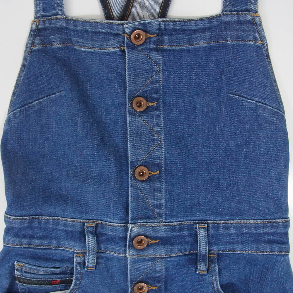 DIESEL ディーゼル カットオフ デニム サロペット ボタンフライ ワンピース インディゴブルー系 S【中古】