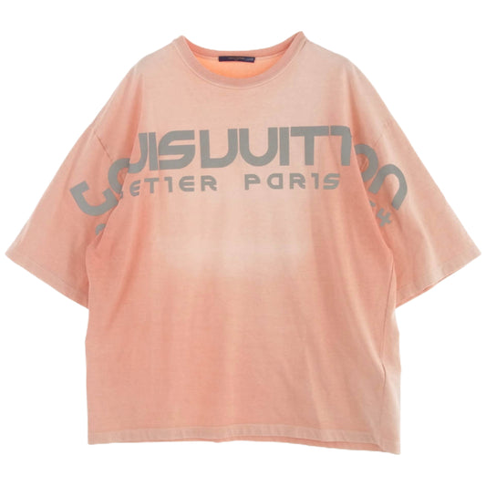 LOUIS VUITTON ルイ・ヴィトン RM181 GDA HEY60W ウォッシュ加工 リフレクティブ ロゴ オーバー サイズ Tシャツ ピンク系 L【中古】