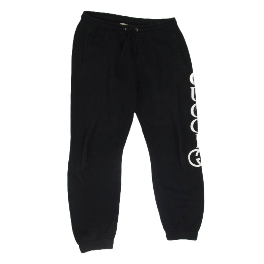 GUCCI グッチ 18AW 497252 X3Q37 サイドロゴ プリント イージー スウェット パンツ ブラック系 M【中古】