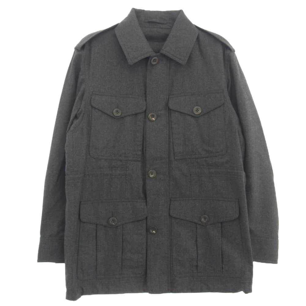 Dunhill ダンヒル エポレット ジップアップ シャツ ジャケット ダークグレー系【中古】