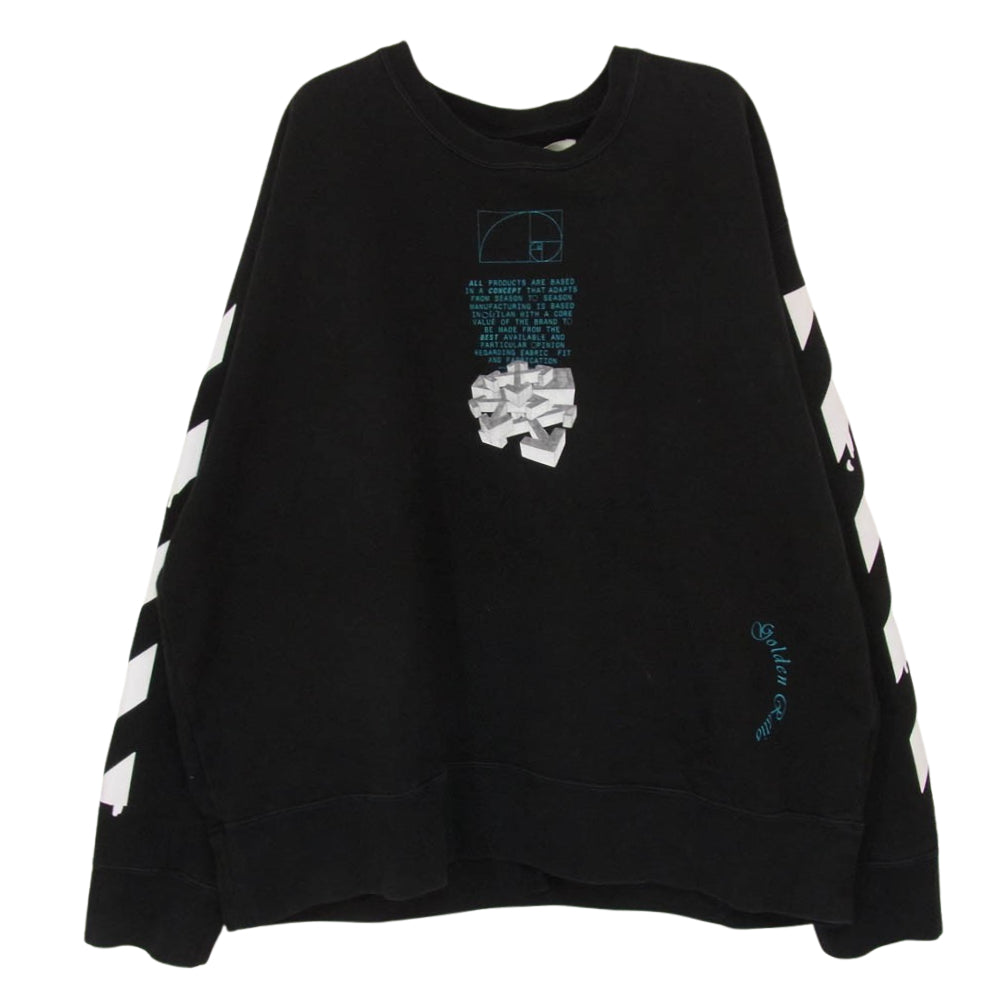 OFF-WHITE オフホワイト 20SS OMBA037R20E30005 DRIPPING ARROWS ドリッピング アロー クロスド アロー クルーネック スウェット ブラック系 L【中古】