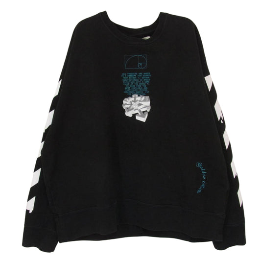 OFF-WHITE オフホワイト 20SS OMBA037R20E30005 DRIPPING ARROWS ドリッピング アロー クロスド アロー クルーネック スウェット ブラック系 L【中古】