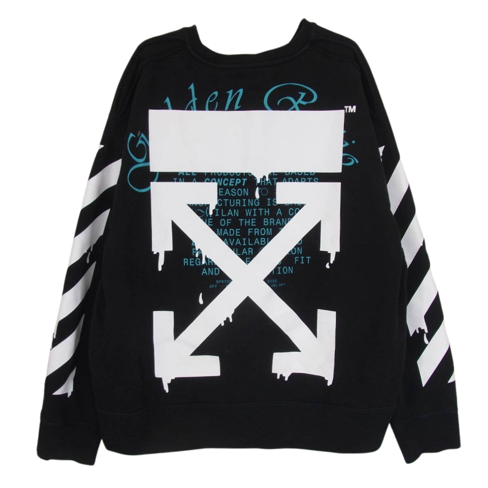 OFF-WHITE オフホワイト 20SS OMBA037R20E30005 DRIPPING ARROWS ドリッピング アロー クロスド アロー クルーネック スウェット ブラック系 L【中古】
