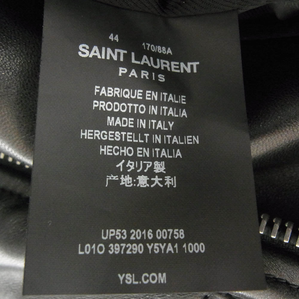 SAINT LAURENT サンローラン 16SS 397290 Y5YA1 エディ期 L01 クラシックモーターサイクル ダブル ライダース レザー ジャケット ブラック系 44【極上美品】【中古】