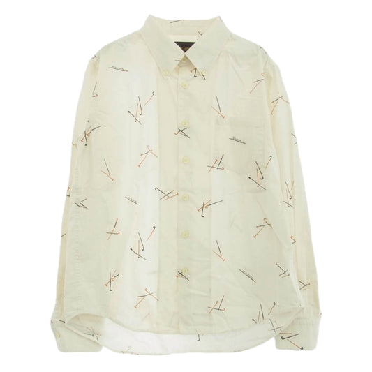BY GLADHAND バイグラッドハンド 13AW BYGH-13-AW-18 総柄 ボタンダウン 長袖 シャツ オフホワイト系 M【中古】