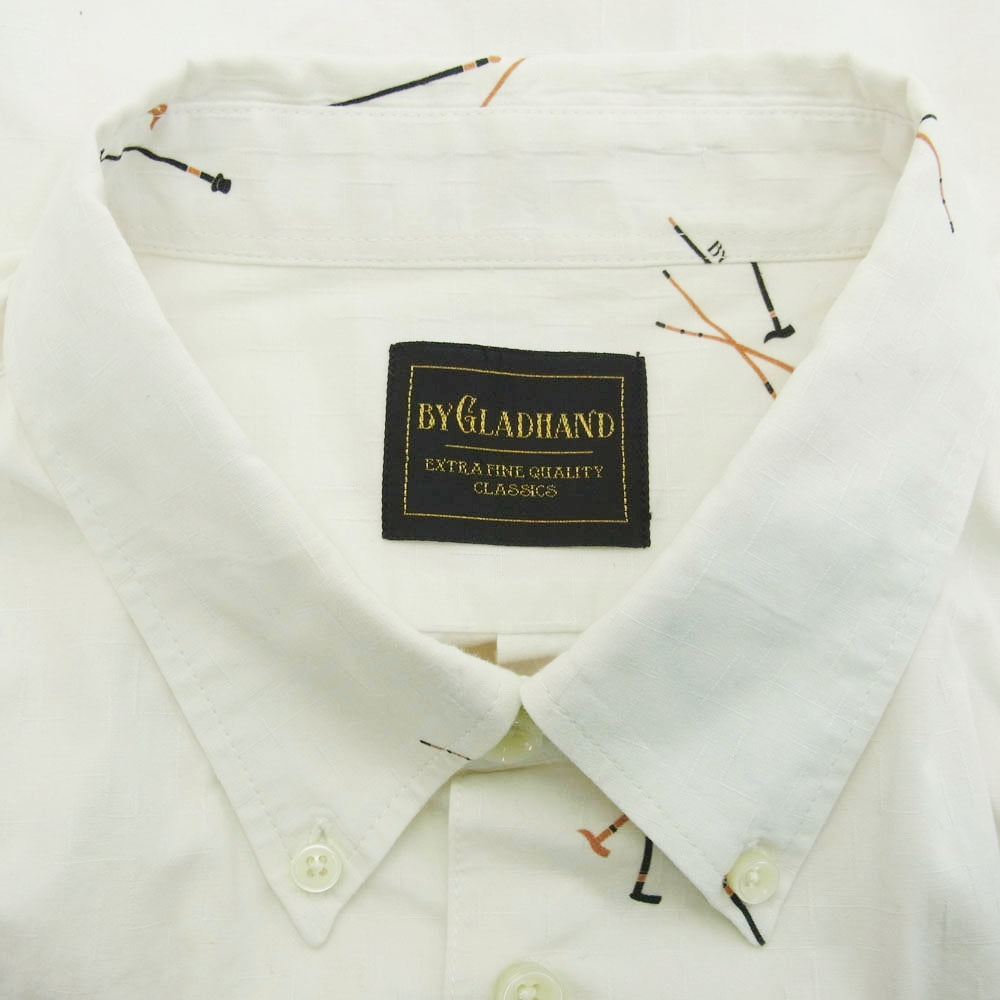 BY GLADHAND バイグラッドハンド 13AW BYGH-13-AW-18 総柄 ボタンダウン 長袖 シャツ オフホワイト系 M【中古】