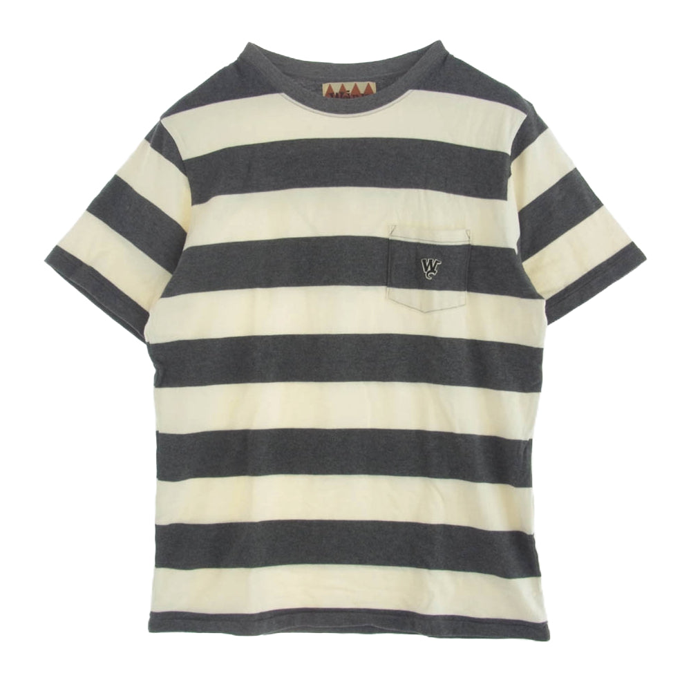 WEIRDO ウィアード 13SS WRD-13-SS-32 ボーダー クルーネック ポケット 半袖 Tシャツ オフホワイト系 グレー系 M【中古】