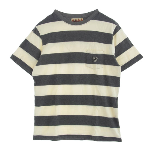WEIRDO ウィアード 13SS WRD-13-SS-32 ボーダー クルーネック ポケット 半袖 Tシャツ オフホワイト系 グレー系 M【中古】
