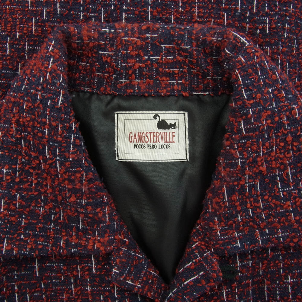 GANGSTERVILLE ギャングスタービル 14SS GSV-14-SS-28 SNOOPY S/S SHIRTS コットン ツイード ジャガード オープンカラー 半袖 シャツ レッド系 M【中古】