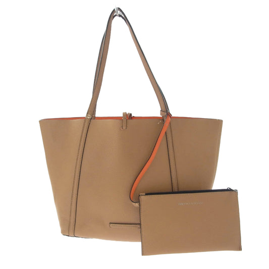 ARMANI アルマーニ 6A074 942034 Exchange エクスチェンジ レザーポーチ付 レザー トート バッグ ベージュ オレンジ ブラウン系【中古】