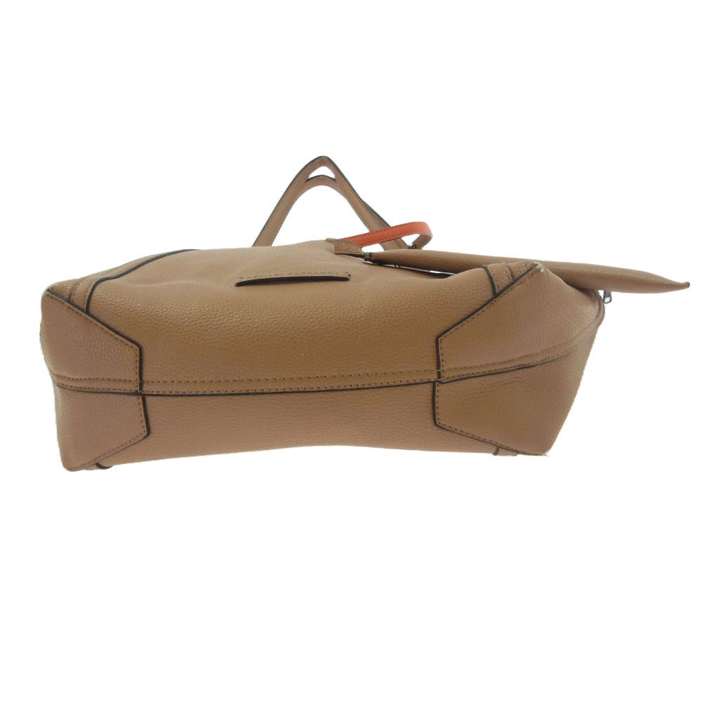 ARMANI アルマーニ 6A074 942034 Exchange エクスチェンジ レザーポーチ付 レザー トート バッグ ベージュ オレンジ ブラウン系【中古】