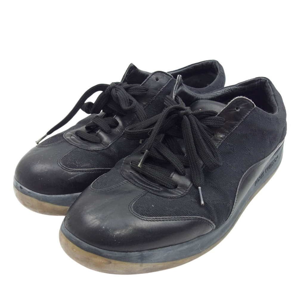 LOUIS VUITTON ルイ・ヴィトン MA0082 モノグラム キャンバス レザー ローカット スニーカー ガムソール ブラック ブラック系 8.5【中古】