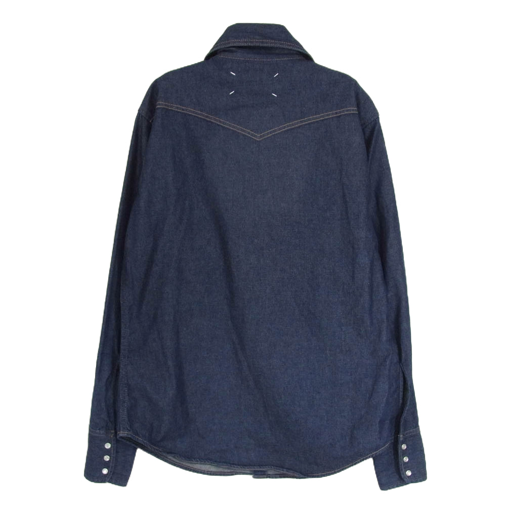 MAISON MARGIELA メゾンマルジェラ 22AW S50DL0522 S30815 1 10 ライン ワイドカラー 長袖 デニム シャツ インディゴブルー系 38【中古】