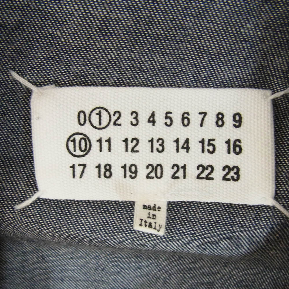 MAISON MARGIELA メゾンマルジェラ 22AW S50DL0522 S30815 1 10 ライン ワイドカラー 長袖 デニム シャツ インディゴブルー系 38【中古】