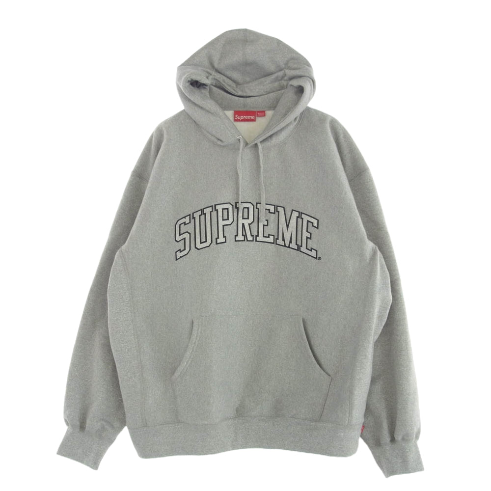 Supreme シュプリーム 23SS Metallic Glitter Arc Hooded Sweatshirt メタリック アーチロゴ スウェット プルオーバー フーディ パーカー グレー系 シルバー系 XXL【中古】