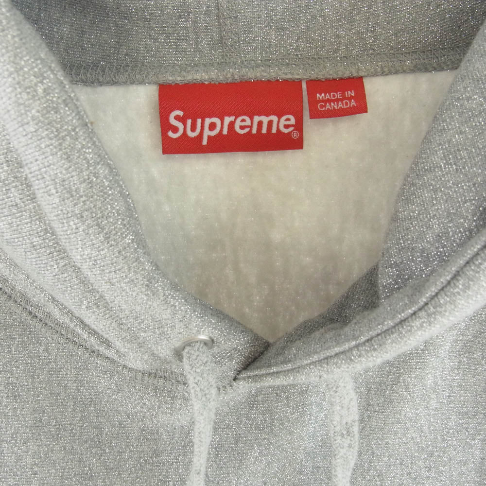 Supreme シュプリーム 23SS Metallic Glitter Arc Hooded Sweatshirt メタリック アーチロゴ スウェット プルオーバー フーディ パーカー グレー系 シルバー系 XXL【中古】