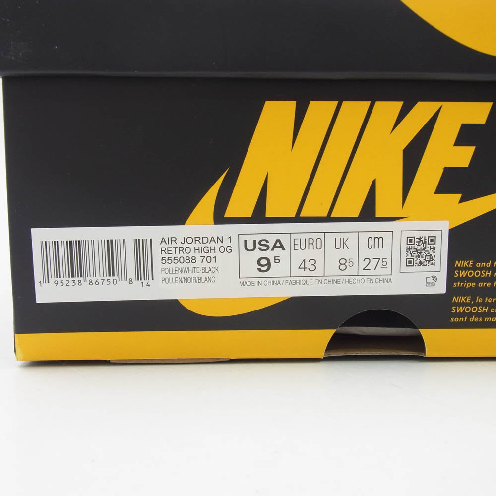 NIKE AIR JORDAN ナイキ ジョーダン 555088-701 Air Jordan 1 High OG Pollen AJ1 エアジョーダン ハイ パラン スニーカー ブラック系 イエロー系 27.5cm【新古品】【未使用】【中古】