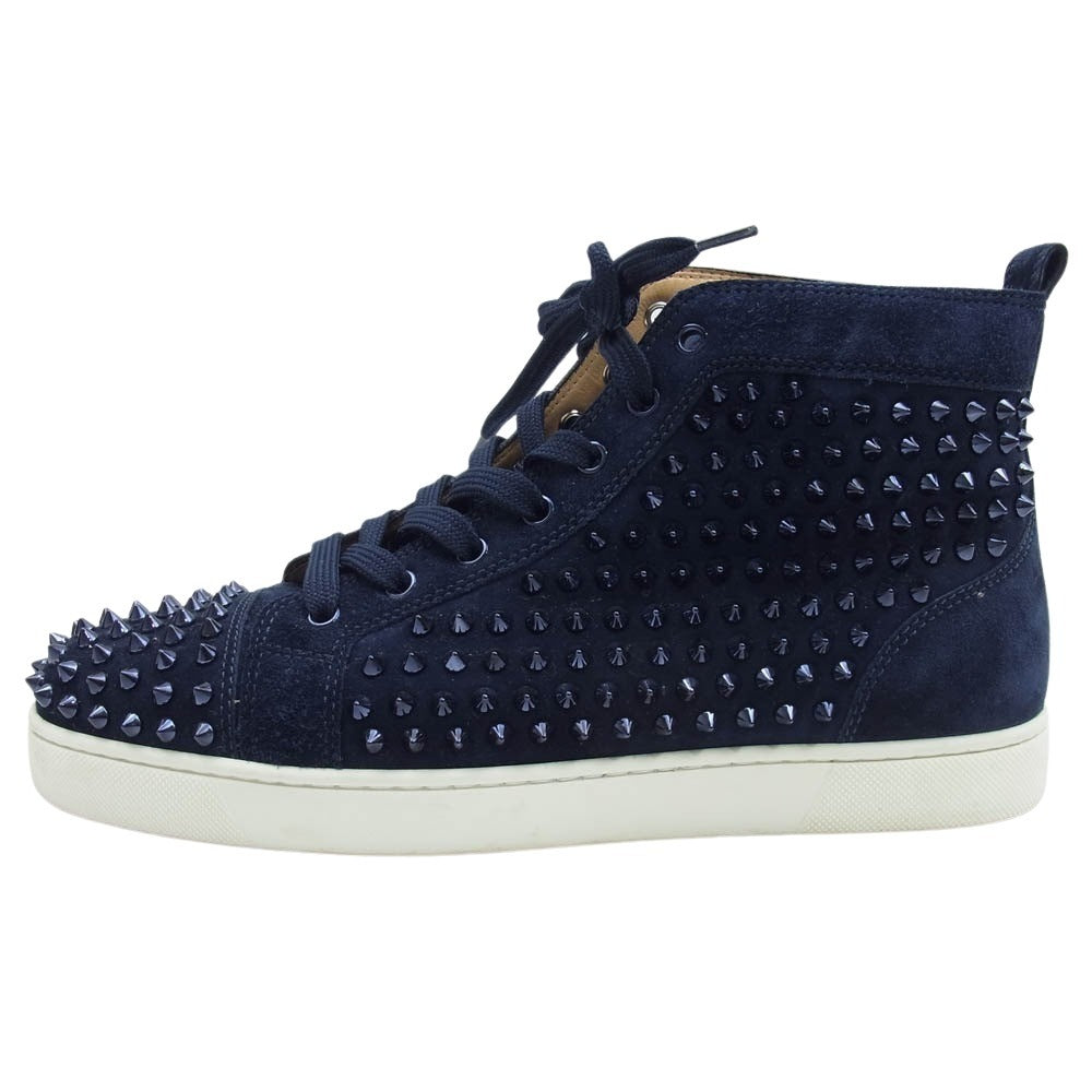 Christian Louboutin クリスチャンルブタン ルイススパイク ハイカット ヌバック スニーカー ネイビー系 42.5【中古】