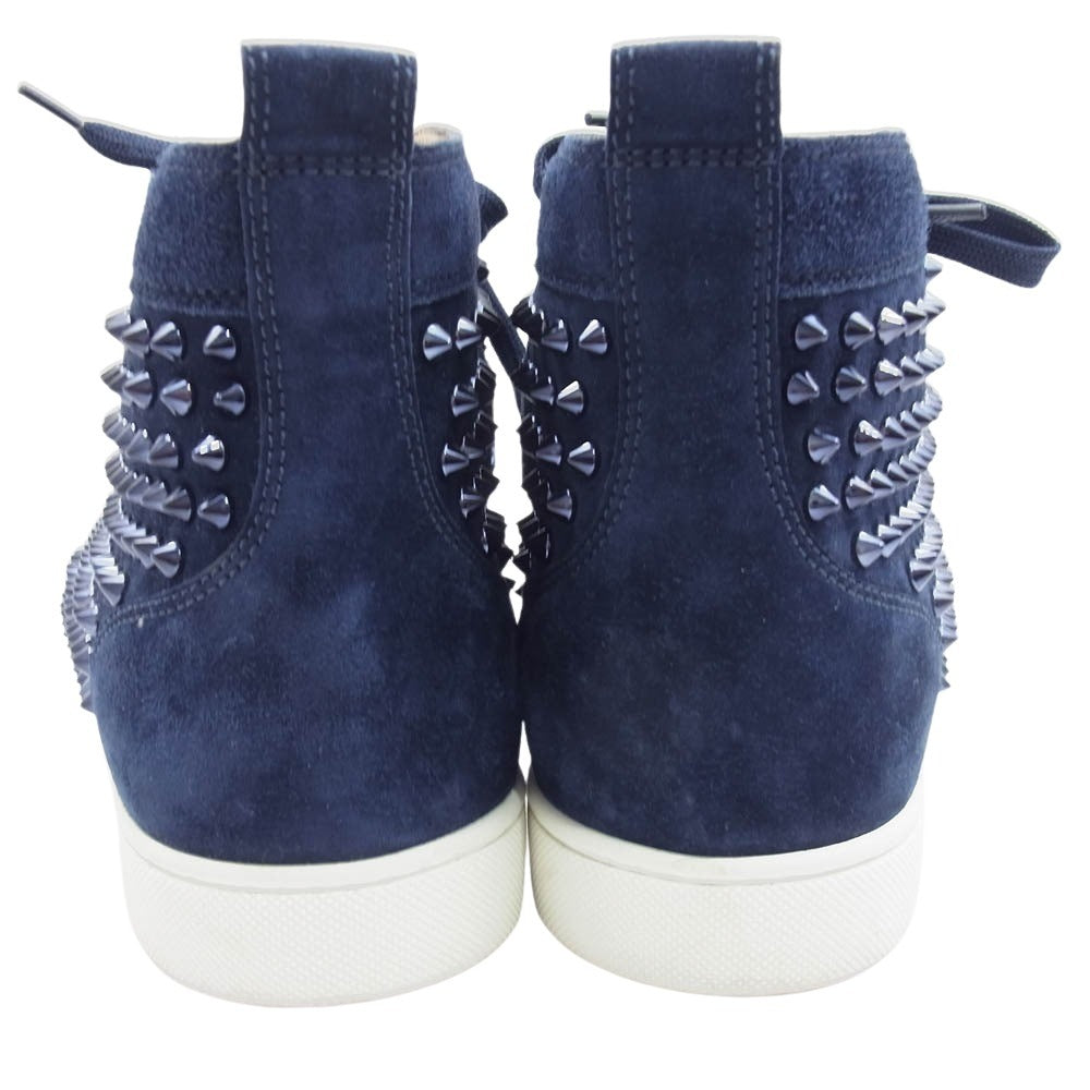Christian Louboutin クリスチャンルブタン ルイススパイク ハイカット ヌバック スニーカー ネイビー系 42.5【中古】