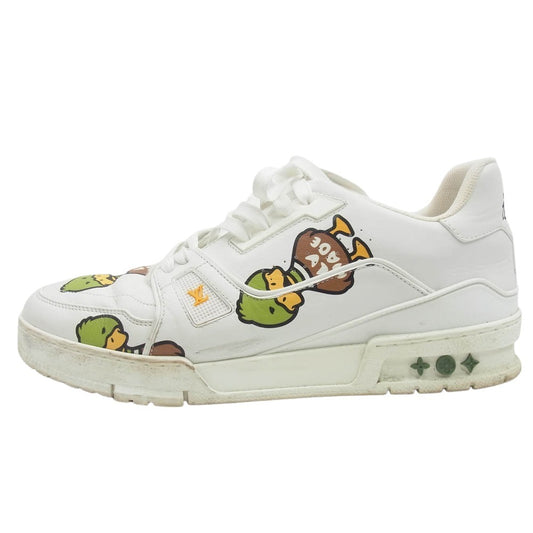 LOUIS VUITTON ルイ・ヴィトン 21SS 1A9JC3 × NIGO ニゴー ダック アヒル プリント LVトレイナー ライン スニーカー ホワイト ホワイト系 8【中古】