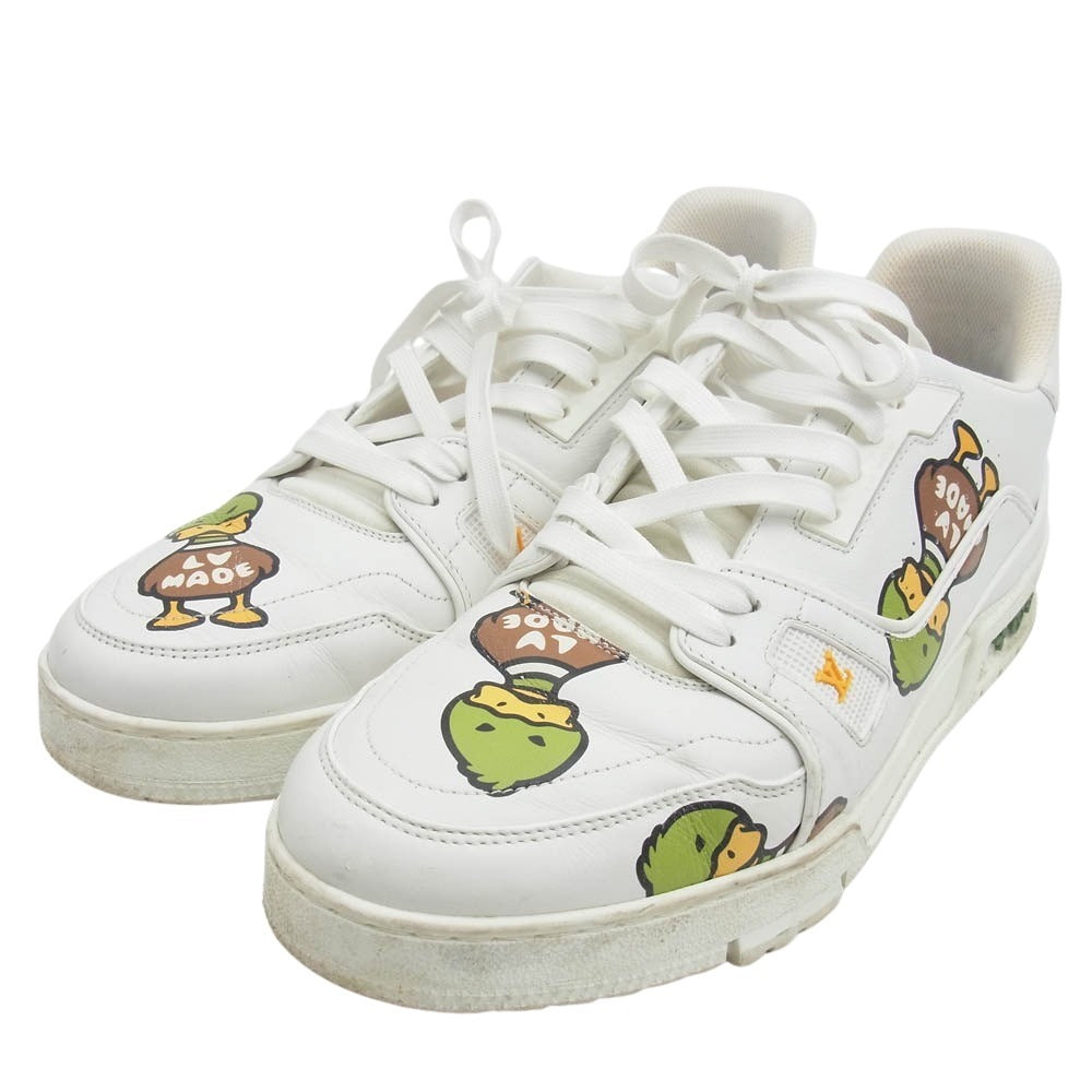 LOUIS VUITTON ルイ・ヴィトン 21SS 1A9JC3 × NIGO ニゴー ダック アヒル プリント LVトレイナー ライン スニーカー ホワイト ホワイト系 8【中古】