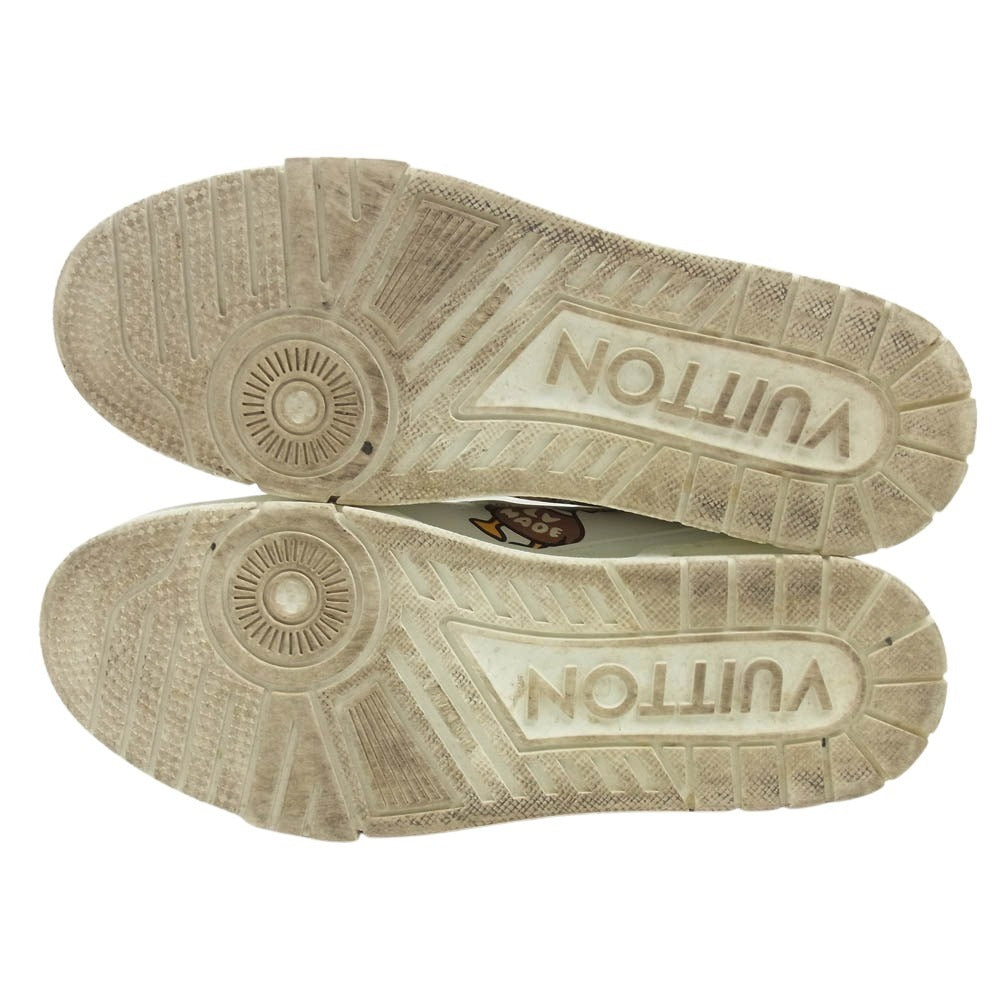 LOUIS VUITTON ルイ・ヴィトン 21SS 1A9JC3 × NIGO ニゴー ダック アヒル プリント LVトレイナー ライン スニーカー ホワイト ホワイト系 8【中古】