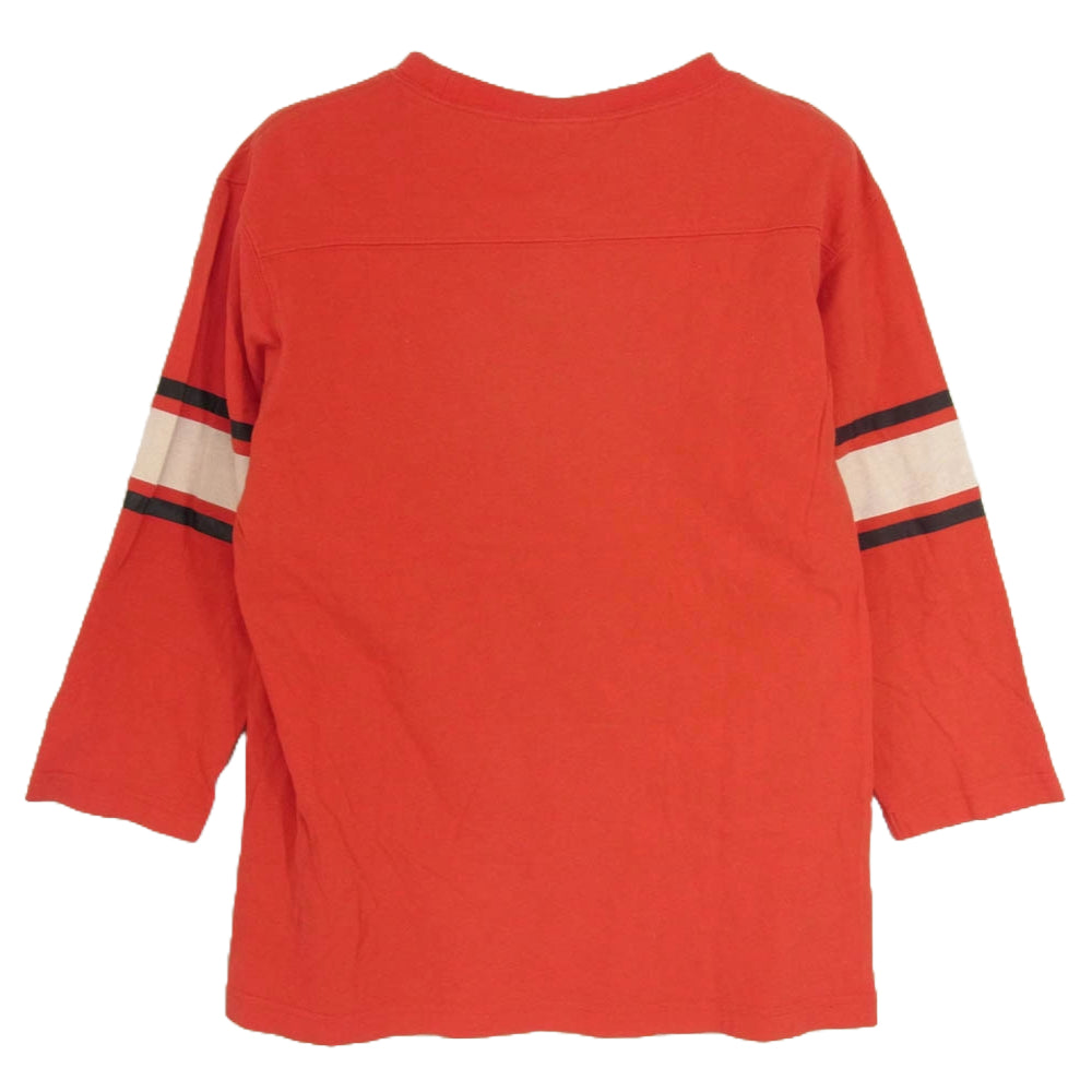 Champion チャンピオン C3-B415 七分袖 ロゴ クルーネック フットボール Tシャツ レッド系 M【中古】