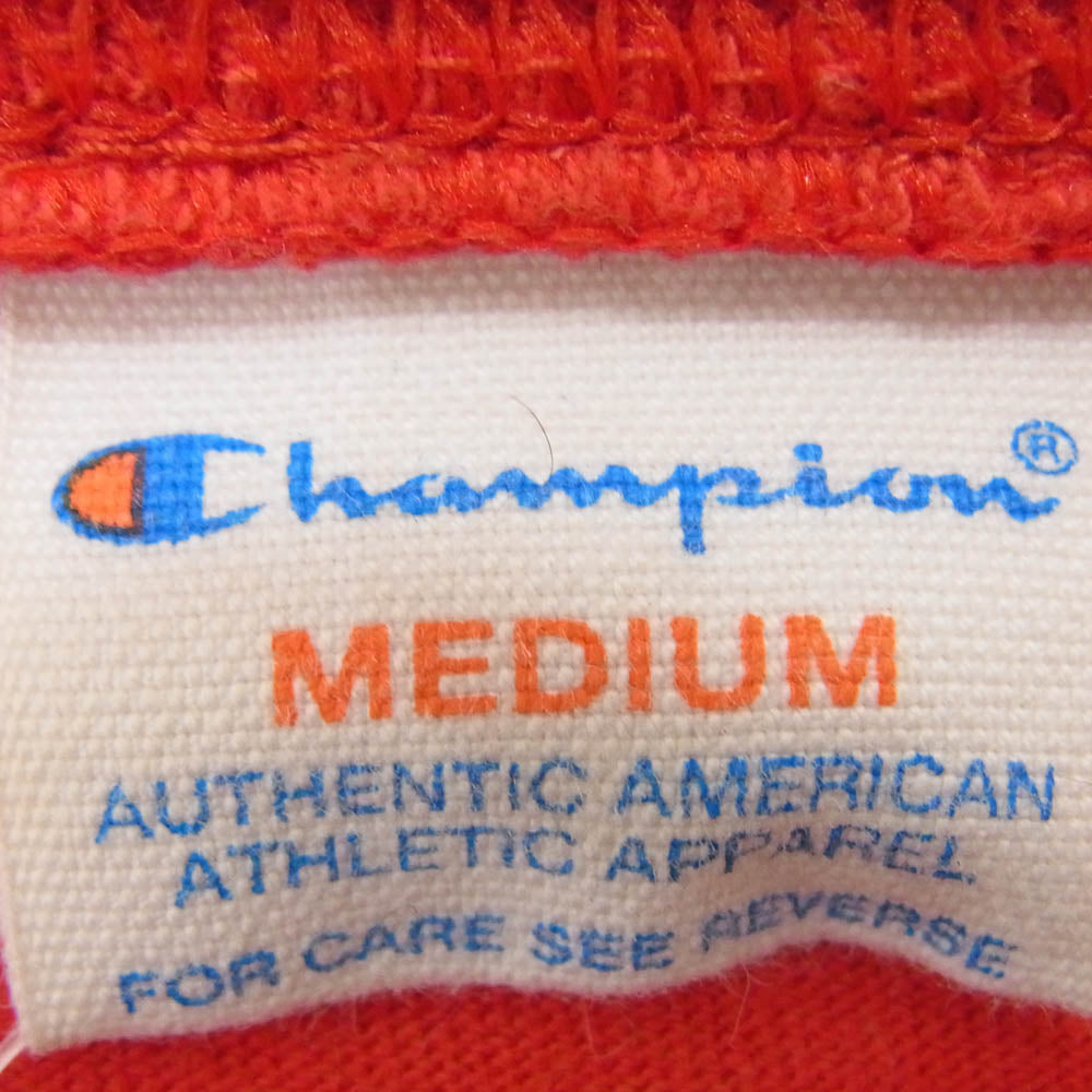 Champion チャンピオン C3-B415 七分袖 ロゴ クルーネック フットボール Tシャツ レッド系 M【中古】