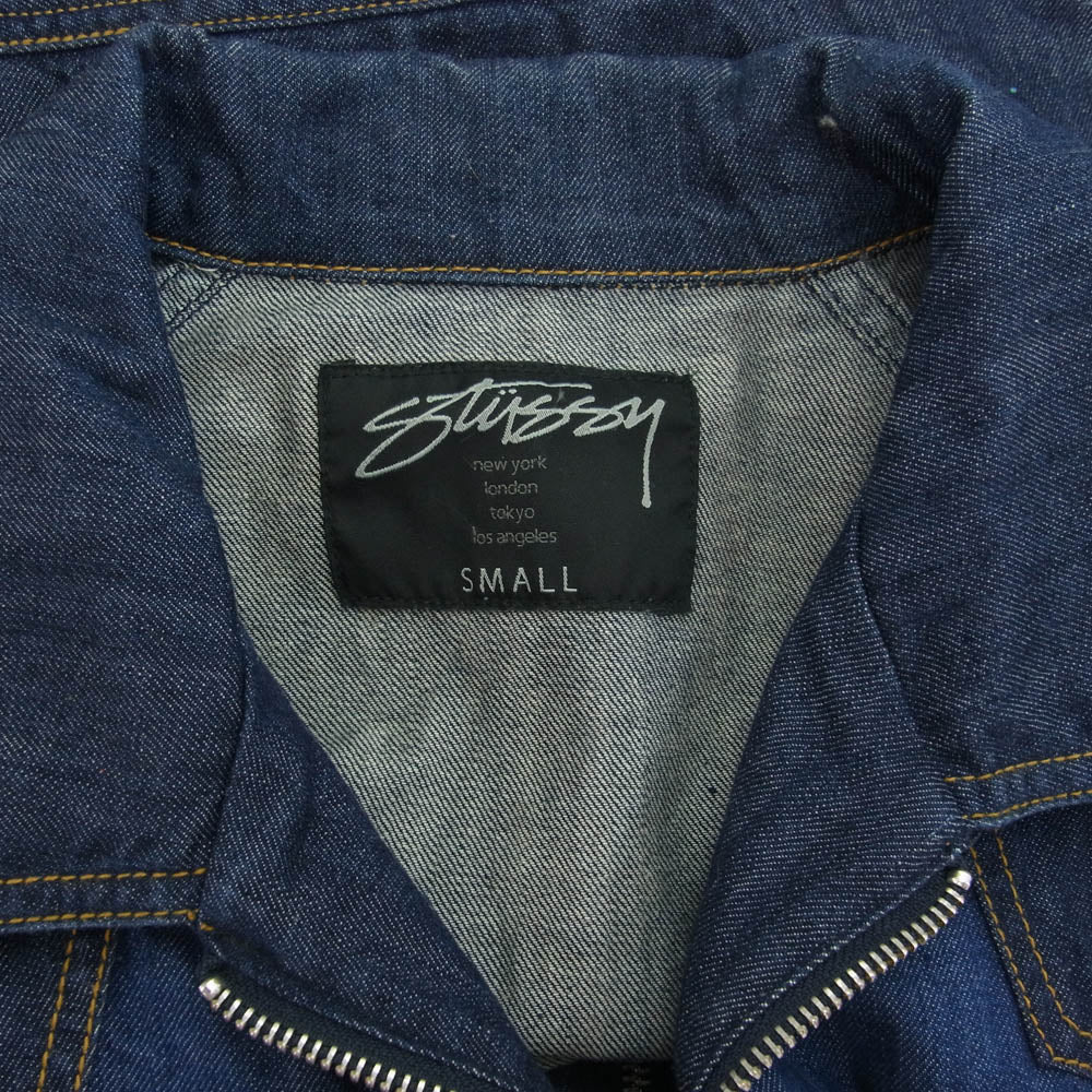 STUSSY ステューシー ロゴジップ ジップアップ デニム ジャケット ダークネイビー系 S【中古】