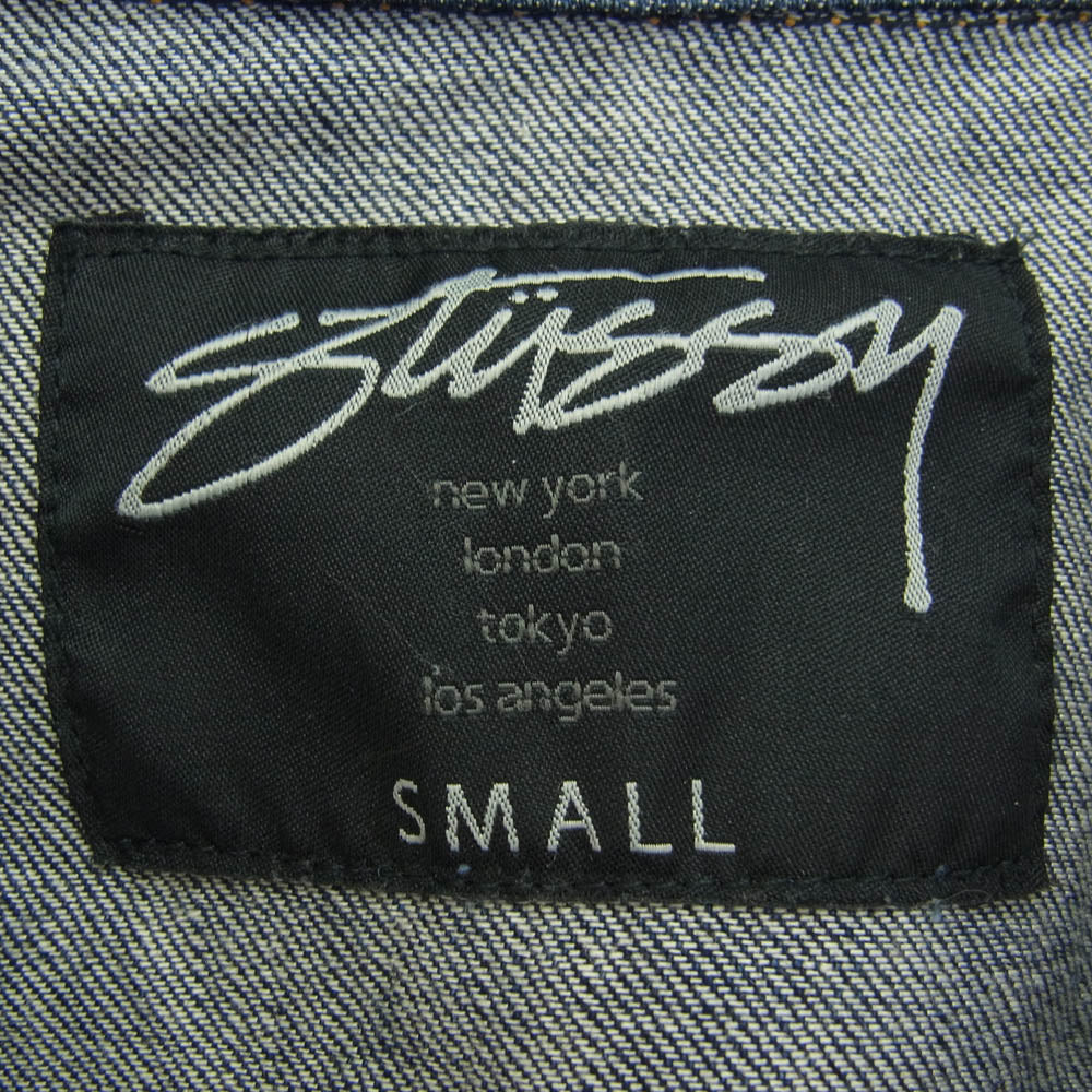 STUSSY ステューシー ロゴジップ ジップアップ デニム ジャケット ダークネイビー系 S【中古】