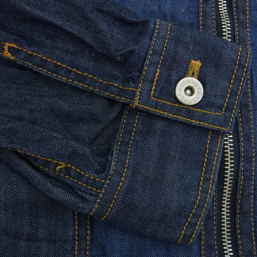 STUSSY ステューシー ロゴジップ ジップアップ デニム ジャケット ダークネイビー系 S【中古】