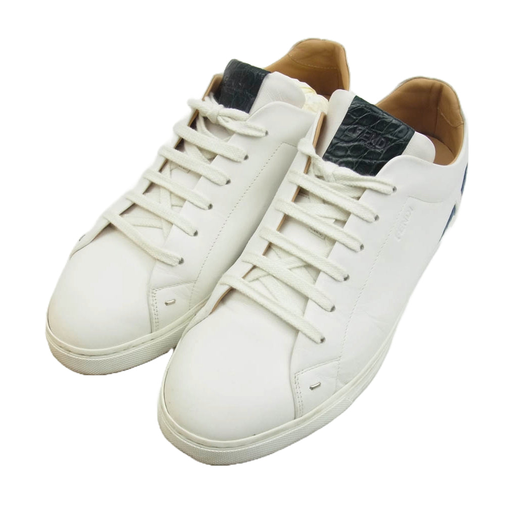 FENDI フェンディ 1290 クロコパッチ ローカット スニーカー ホワイト系 8【中古】